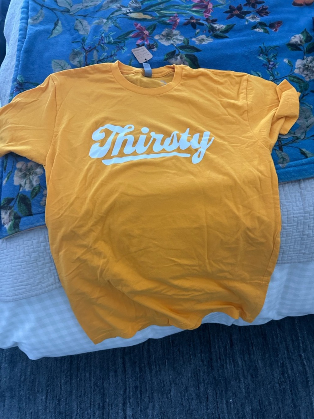 Thirsty Script Short Sleeve Tee - Mustard Yellow